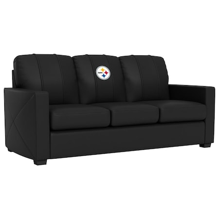 Dreamseat Silver Sofa with Pittsburgh Steelers Primary Logo XZ7759001SOCDBK-PSNFL21040